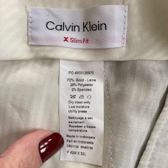 CALVIN KLEIN Men's Slim Fit Gray Grey Wool Blend Dress Pants Slacks 42 x 32 - Picture 3 of 12